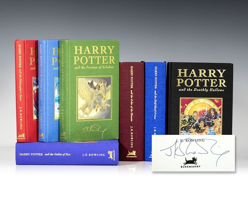 Colección en tapa dura de Harry Potter, publicada por Bloomsbury y firmada por J. K. Rowling
